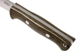 Bark River Bravo 1 A2 Rampless, Green Canvas Micarta, Brown Sheath -Lames Aventure BRK07 111GNC RS 05 bark river brk07 111gnc rs 05