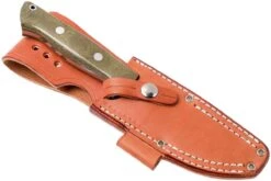 Bark River Bravo 1 A2 Rampless, Green Canvas Micarta, Brown Sheath -Lames Aventure BRK07 111GNC RS 07 bark river brk07 111gnc rs 07