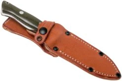 Bark River Bravo 1 A2 Rampless, Green Canvas Micarta, Brown Sheath -Lames Aventure BRK07 111GNC RS 07 bark river knives v202007