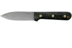 LT Wright Genesis Scandi Grind, A2, Matte Black Micarta, Leather Sheath, Couteau De Bushcraft